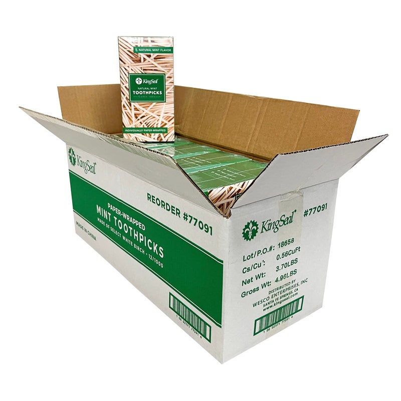 KingSeal 4,000 Count | KingSeal Individually Paper Wrapped MINT Flavored Birch Toothpicks, Eco-Friendly and Compostable, 2.5", Bulk Pack - 4 Boxes x 1000 - Image 4